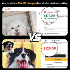 Custom 3D Pet Portrait from Photo – Hand-Drawn Dog or Cat Memorial Gift