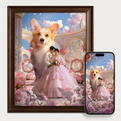 Custom Pet &amp; Owner Fantasy Portrait – Fairy Tale Castle Edition | Giant Guardian Pet Art | Personalized Memory Merge | HD Digital Illustration 